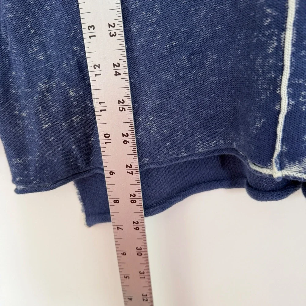 Sundance 100% Cotton Distressed Wash Sweater XS Blue Exposed Seam Boho - Picture 7 of 7